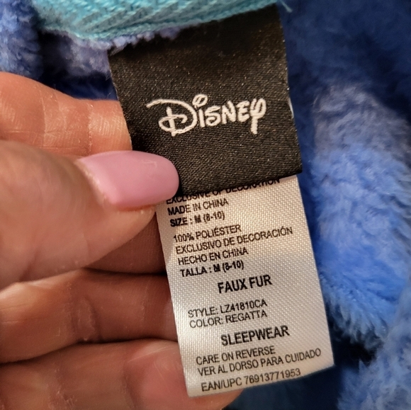 Blue Character Onesie with Hood Stitch Disney Sleeper M 8-10 - Picture 2 of 11